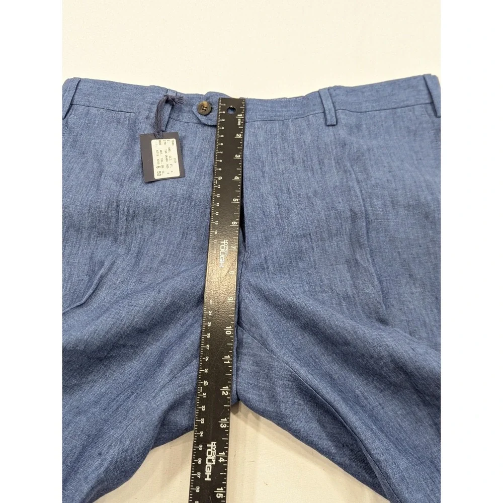 NWT Steven Giles 34x35 Tall Light Blue 100% Linen‎ Slim Trousers Made In Italy